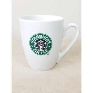 Starbucks Mermaid Logo 2007 Coffee Mug Teacup 10oz Color White Green 4" Vintage